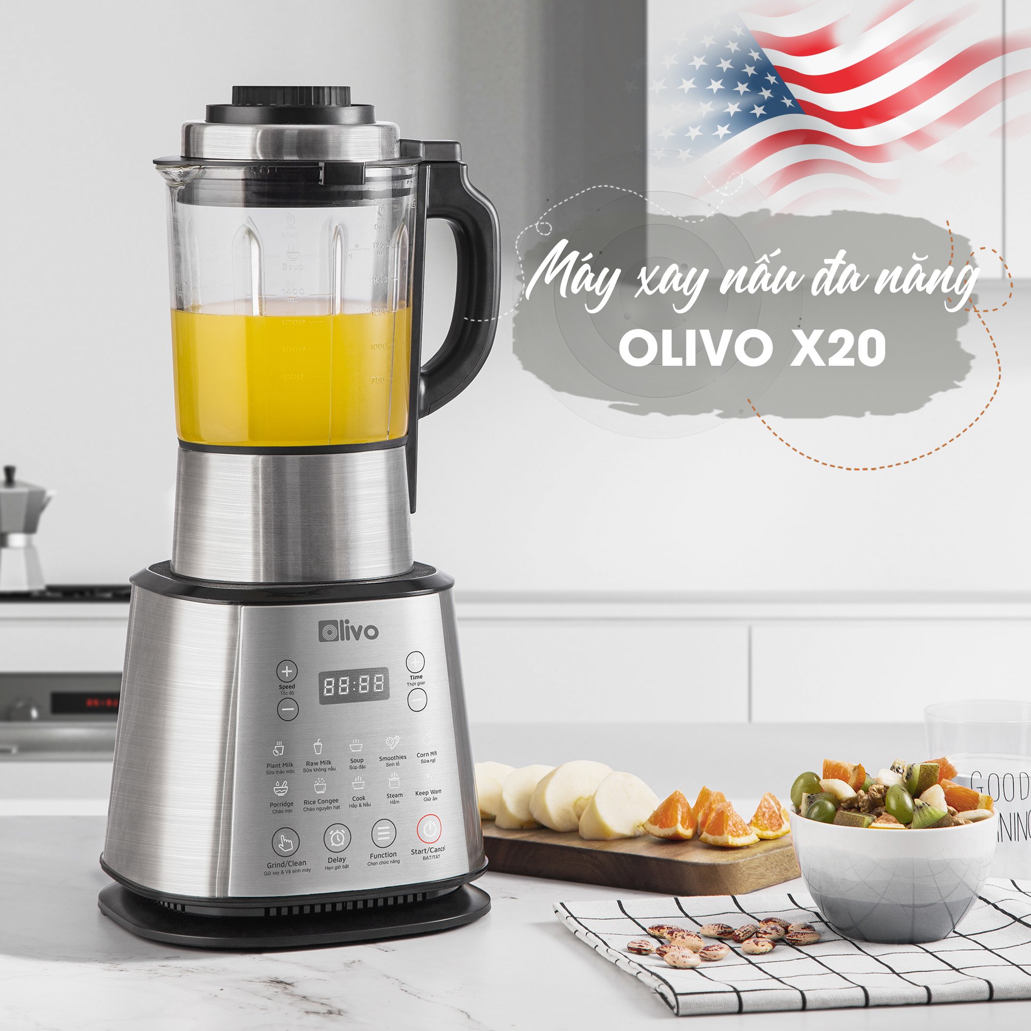 Máy làm sữa hạt OLIVO X20 – Nấu sữa hạt, xay sữa hạt, làm sữa thảo mộc đa năng