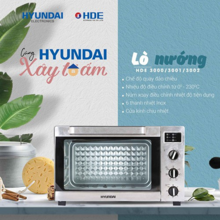 Lò nướng Hyundai HDE 3001S 35L – Bảo hành chính hãng 12 tháng