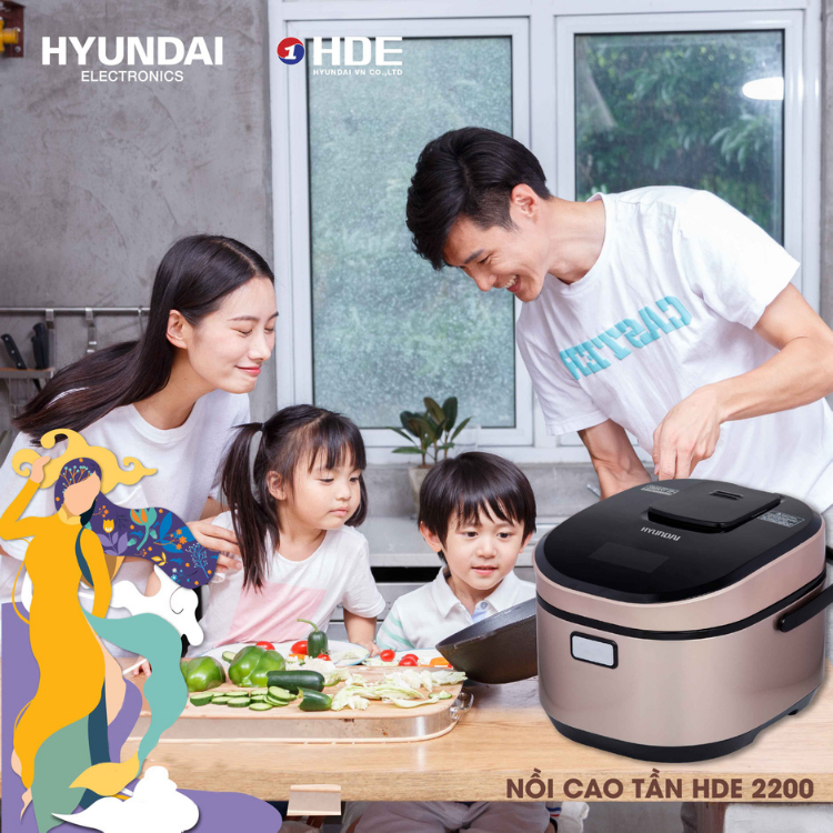 Nồi cơm điện cao tần HYUNDAI 2200G dung tích 1,5L – Hàng chính hãng bảo hành 12 tháng