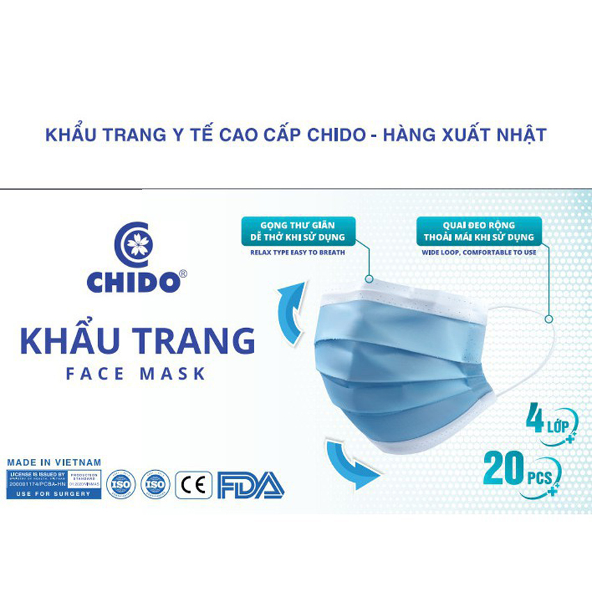 Khẩu trang y tế cao cấp 4 lớp CHIDO – hàng xuất Nhật